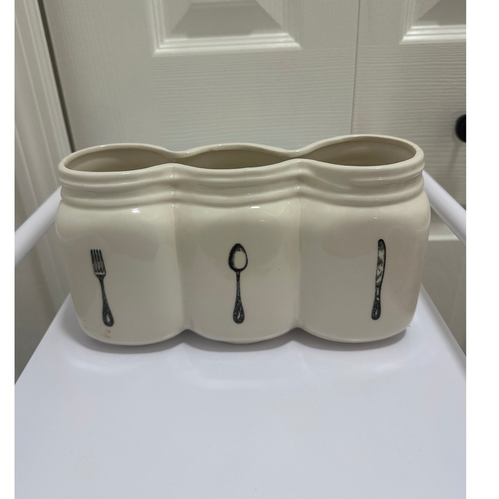 Home Essentials Utensil‎ Caddy Unisex OS Cream Good Mason Jar Ceramic Flatware